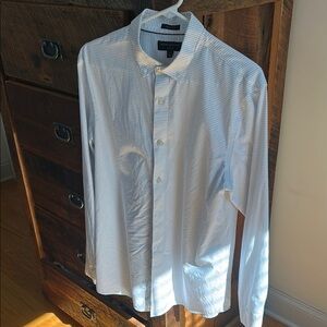 Banana Republic Men's Slim Fit White Patterned Long Sleeve Shirt size L